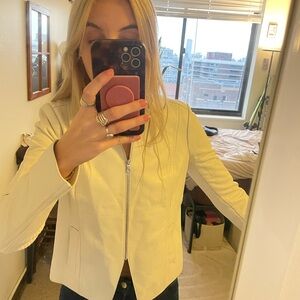 Vince Lamb Leather Cream Blazer Jacket